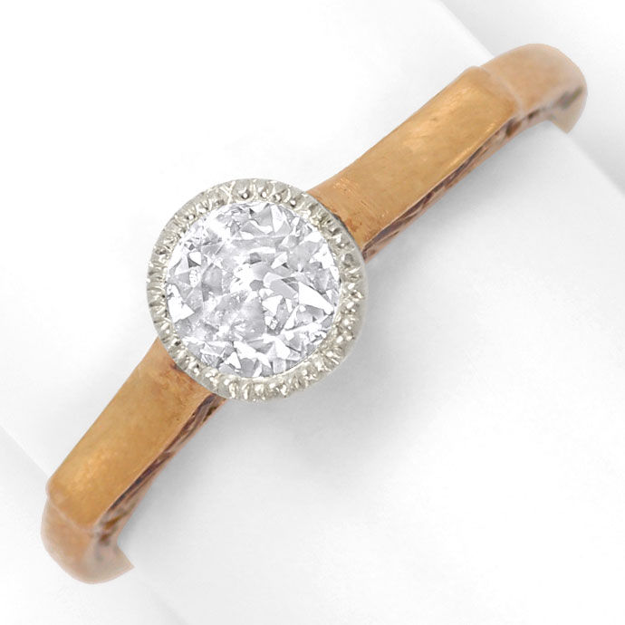 Foto 2 - antiker Diamant-Ring mit 0,29ct Solitaer in Rotgold 14K, R7043