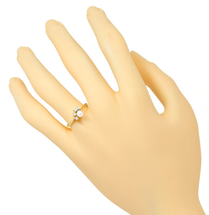 Foto 4 - Bezaubernder Diamanten-Ring mit Perle in 585er Gelbgold, R8467